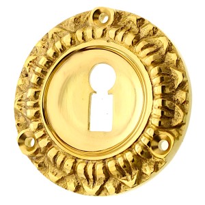 Schlüssellochrosette Gründerzeit aus Messing runde Form gold
