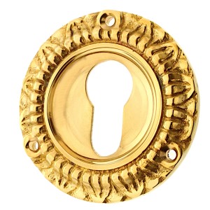 Zylinderrosette Gründerzeit poliert außergewöhnliche Form in gold