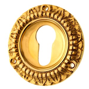 Gründerzeit Zylinderrosette aus Messing runde Form matt gold