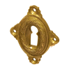 Buntbartrosette aus Messing Gründerzeit rautenförmiges Design matt gold