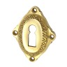 Schlüssellochrosette Messing poliert gold verziertes Muster